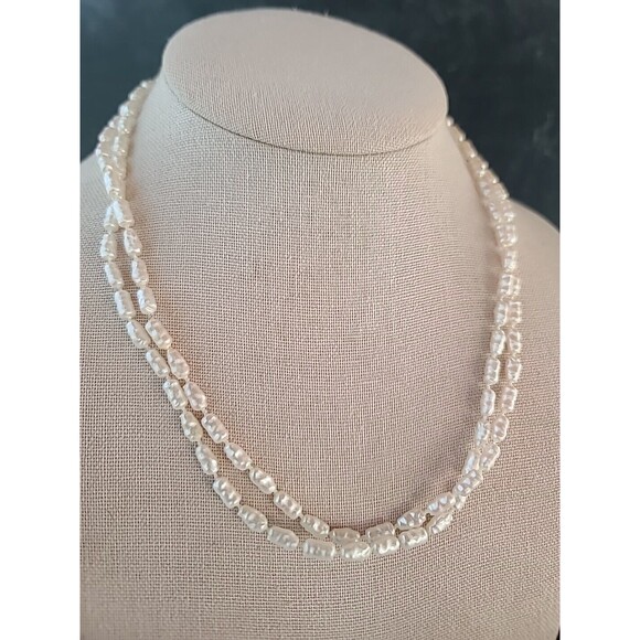 Faux Rice Pearl Beaded Necklace Vintage - Picture 3 of 10